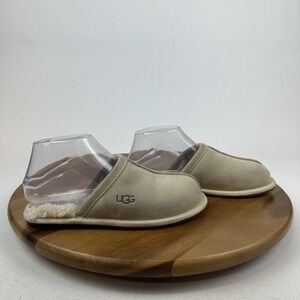 Womens Ugg Australia Scuff Ivory Suede Shearling Lined Comfort Slippers Size 5 M